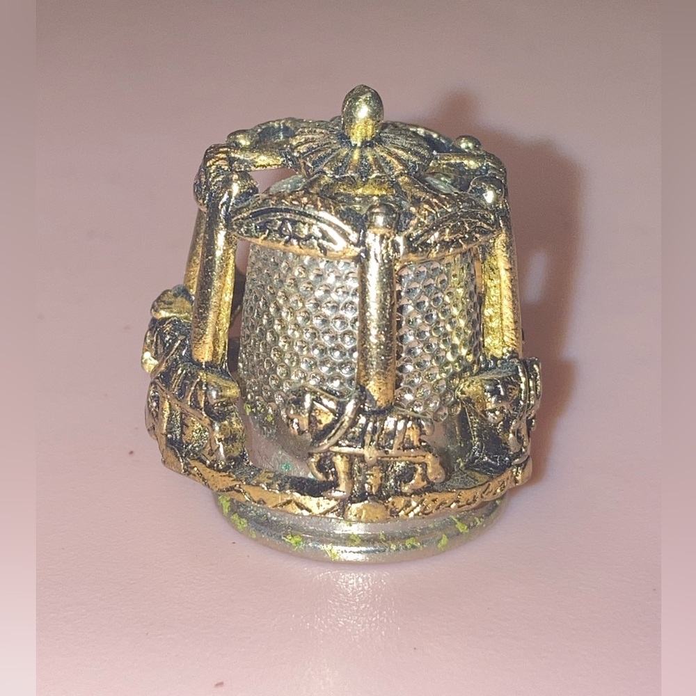Vintage Thimble Pewter, Carousel Horses design by Nicholas Gish